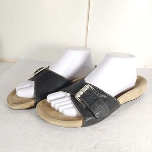 Spring Step L'artiste Women's EU40 US9-9,5 Black Leather One Strap Slide Sandals